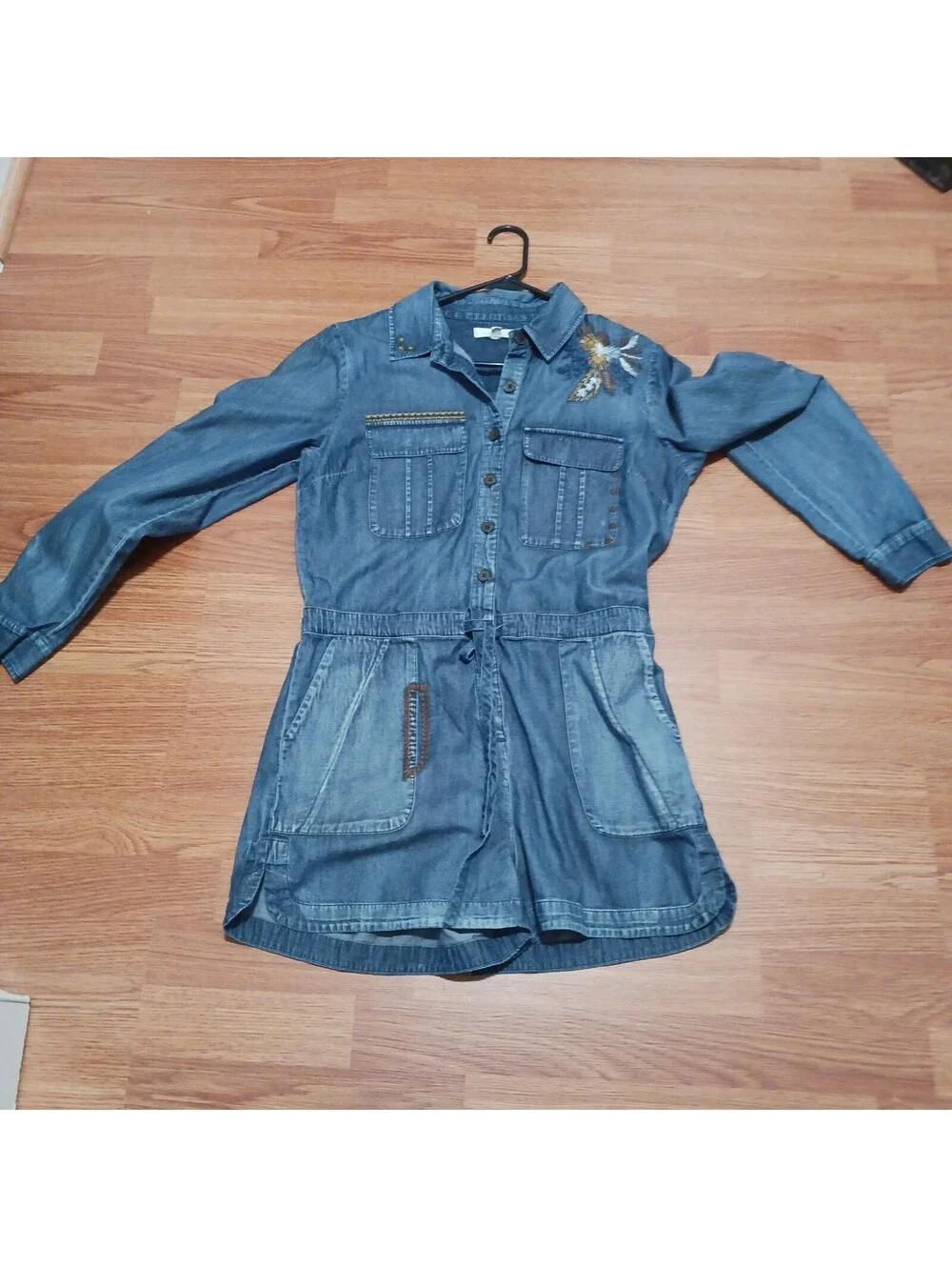 Long Sleeves  Women's  Denim Jumper Shorts  Size  Small